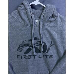 First Lite Hoodie Mens Large Gray Pullover Logo Graphic Kangaroo Pocket Outdoor